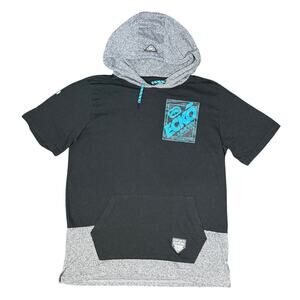 Ecko Unltd Hoodie Medium Black Short Sleeve Gray Graphic Vintage Style